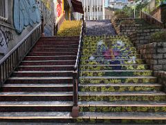 13C Stairs on Public Square Street are brightly painted with sets of flowers in various colours Yau Ma Tei Kowloon Hong Kong